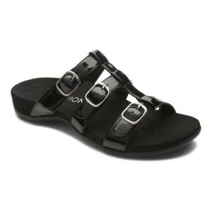 Vionic Black Sandals with Silver Buckles